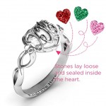 Personalised 2016 Petite Caged Hearts Ring with Infinity Band - Handcrafted By Name My Rings™