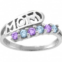 Personalised Cherish MOM Cutout 26 Stones Ring - Handcrafted By Name My Rings™