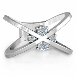 Personalised 4 Stone Crossover Ring - Handcrafted By Name My Rings™