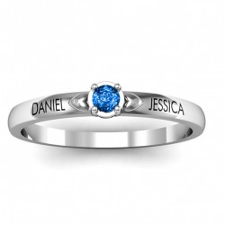 Personalised Heart Surrounded Solitaire Ring - Handcrafted By Name My Rings™