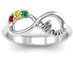 Personalised Mom's Infinite Love Ring with 210 Stones and 3 Cubic Zirconias Stones - Handcrafted By Name My Rings™