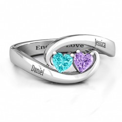 Personalised Pair of Hearts Ring - Handcrafted By Name My Rings™