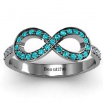 Personalised Accented Infinity Ring with Shoulder Stones - Handcrafted By Name My Rings™