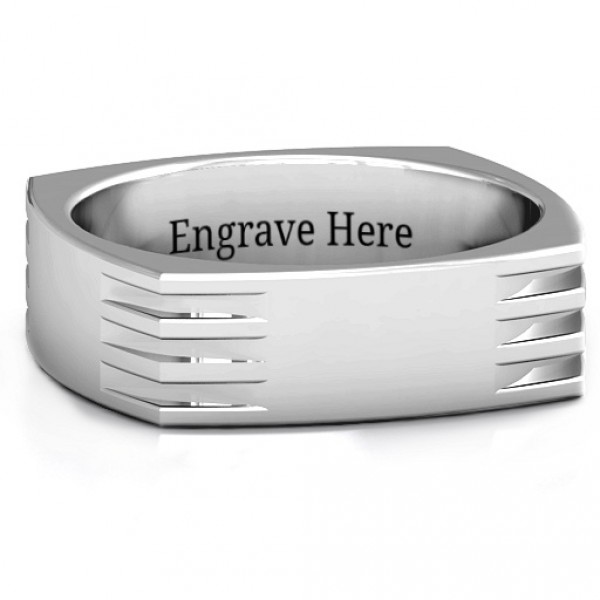 Personalised Areo Grooved Squareshaped Men's Ring - Handcrafted By Name My Rings™