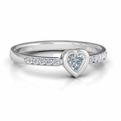 Personalised Bezel Set Love Ring with Accents - Handcrafted By Name My Rings™