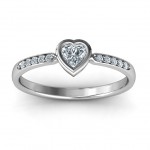 Personalised Bezel Set Love Ring with Accents - Handcrafted By Name My Rings™