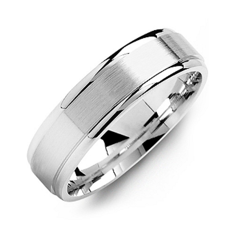 Brushed Centre Men's Ring with Polished Edges 1