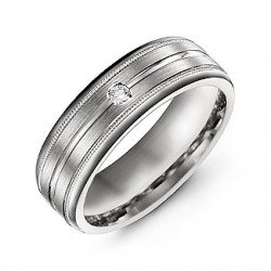 Personalised Brushed Layer Men's Ring with Milgrain Edges - Handcrafted By Name My Rings™