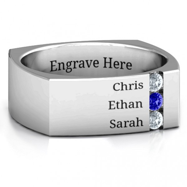 Personalised Cache Squareshaped Gemstone Men's Ring - Handcrafted By Name My Rings™