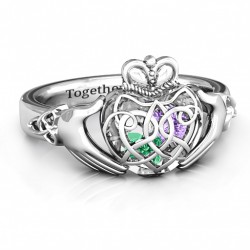 Personalised Caged Hearts Celtic Claddagh Ring - Handcrafted By Name My Rings™