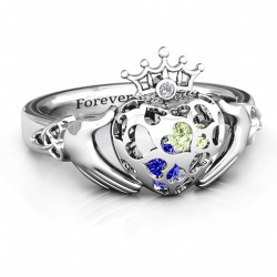 Personalised Caged Hearts Claddagh Ring - Handcrafted By Name My Rings™