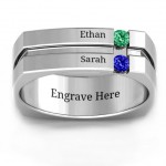 Personalised Crevice Grooved Squareshaped Gemstone Men's Ring - Handcrafted By Name My Rings™