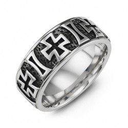 Personalised Cross Pattern Cobalt Ring - Handcrafted By Name My Rings™