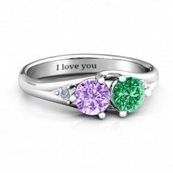 Personalised Darling Duo Double Gemstone Ring - Handcrafted By Name My Rings™