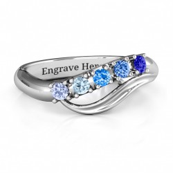 Personalised Five Stone Wave Ring - Handcrafted By Name My Rings™