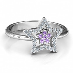 Personalised Floating Star with Halo Ring - Handcrafted By Name My Rings™