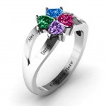 Personalised Four Clover Hearts Ring - Handcrafted By Name My Rings™