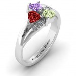 Personalised Heart Cluster Ring with Accents - Handcrafted By Name My Rings™