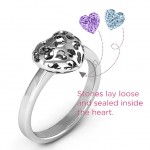 Personalised Heart Cutout Petite Caged Hearts Ring with Infinity Band - Handcrafted By Name My Rings™