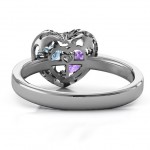 Personalised Heart Cutout Petite Caged Hearts Ring with Infinity Band - Handcrafted By Name My Rings™