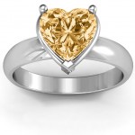 Personalised Heart Stone in a Double Gallery Setting Ring - Handcrafted By Name My Rings™