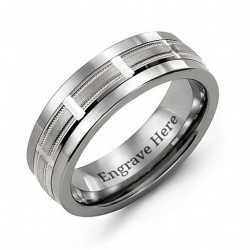 Personalised HorizontalCut Men's Ring with Beveled Edge - Handcrafted By Name My Rings™