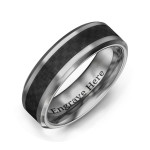 Personalised Men's Black Carbon Fiber Inlay Polished Tungsten Ring - Handcrafted By Name My Rings™ Personalised Men's Black Carbon Fiber Inlay Polished Tungsten Ring - Handcrafted By Name My Rings™