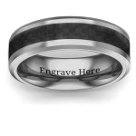 Personalised Men's Black Carbon Fiber Inlay Polished Tungsten Ring - Handcrafted By Name My Rings™ Personalised Men's Black Carbon Fiber Inlay Polished Tungsten Ring - Handcrafted By Name My Rings™