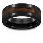 Personalised Men's Ceramic Ring With Wooden Inlay - Handcrafted By Name My Rings™