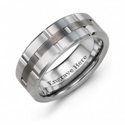 Personalised Men's Grooved Layers Tungsten Ring - Handcrafted By Name My Rings™