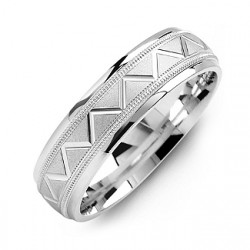 Personalised Men's Milgrain Ring with ZigZag Pattern - Handcrafted By Name My Rings™