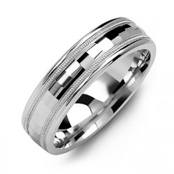 Personalised Milgrain Men's Ring with BaguetteCut Centre - Handcrafted By Name My Rings™