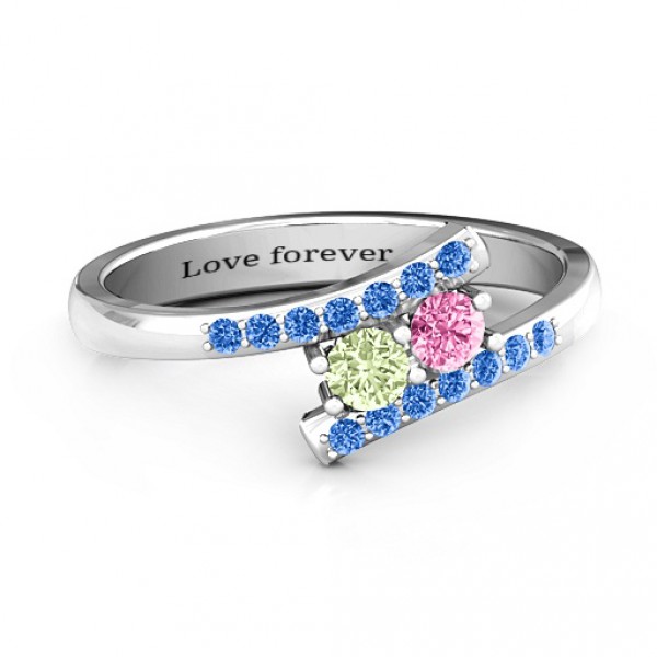 Personalised Moment We Met Two Stone Ring - Handcrafted By Name My Rings™