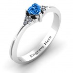 Personalised Narrow Heart Ring with Shoulder Accents - Handcrafted By Name My Rings™