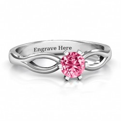 Personalised Round Solitaire Figure 8 Shank Ring - Handcrafted By Name My Rings™