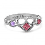 Personalised Shimmering Infinity Princess Stone Heart Ring - Handcrafted By Name My Rings™