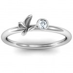 Personalised Soaring Butterfly with Stone 'Flower' Ring - Handcrafted By Name My Rings™