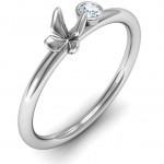 Personalised Soaring Butterfly with Stone 'Flower' Ring - Handcrafted By Name My Rings™