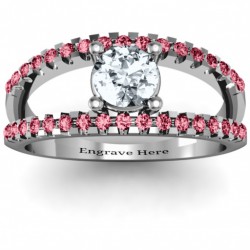 Personalised Split Shank Circle and Twin Accent Rows Ring - Handcrafted By Name My Rings™