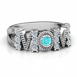 Personalised Split Shank Stone Filled MOM Ring - Handcrafted By Name My Rings™