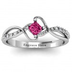 Personalised Espiral Princess cut Ring with Accents - Handcrafted By Name My Rings™