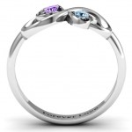 Personalised Duo of Hearts and Stones Infinity Ring - Handcrafted By Name My Rings™