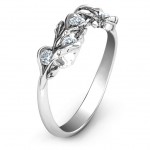 Personalised Organic Leaf Five Stone Family Ring - Handcrafted By Name My Rings™