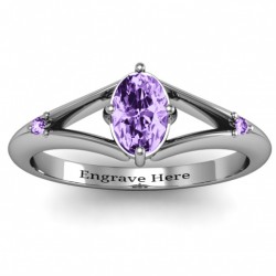 Personalised Oval Split Shank Accent Ring - Handcrafted By Name My Rings™