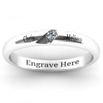 Personalised Reveal Stone Grooved Women's Ring with Cubic Zirconias Stone - Handcrafted By Name My Rings™