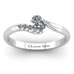 Personalised Solitaire Wave Ring with Stone Accents - Handcrafted By Name My Rings™