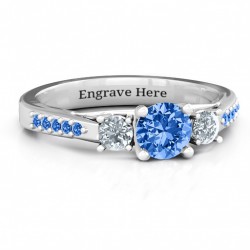 Personalised Three Stone Eternity Ring with Twin Accent Rows - Handcrafted By Name My Rings™