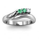 Personalised Three Stone Single Bypass Ring - Handcrafted By Name My Rings™