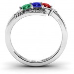 Personalised Triple Princess Stone Ring with Accents - Handcrafted By Name My Rings™