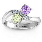 Personalised Storybook Romance Two Stone Ring - Handcrafted By Name My Rings™